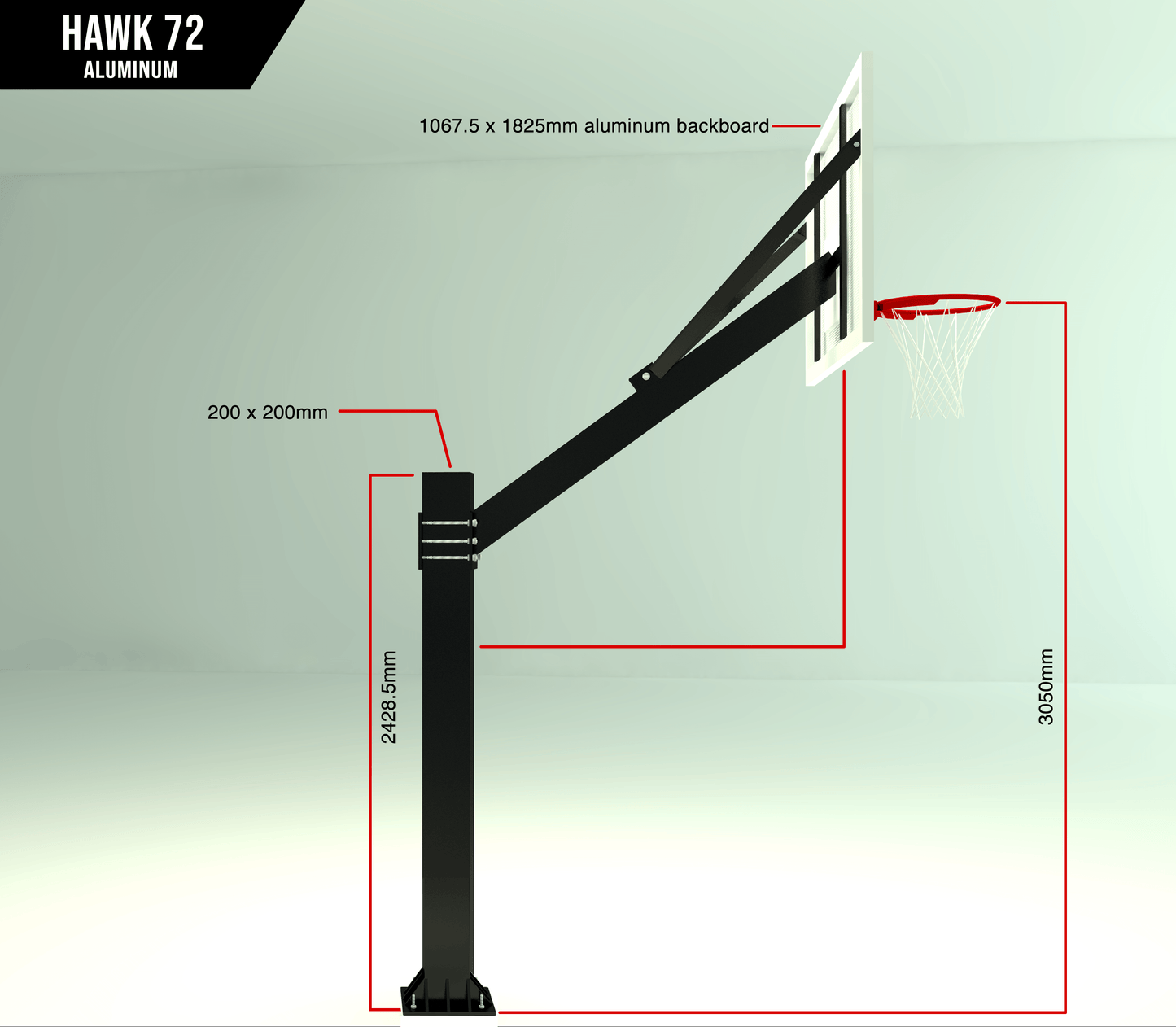 Hawk 72” Aluminum Backboard