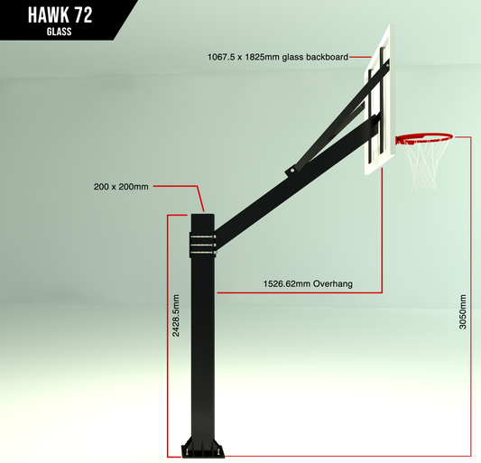 Hawk 72 " Glass Backboard